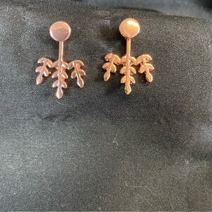Rose Gold Leaf Jacket Earrings